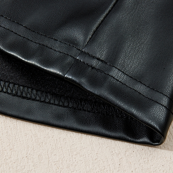 Black Sleeveless Faux Leather Mini Dress - Picture 4 of 9